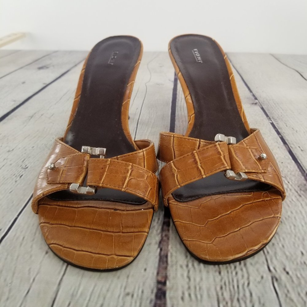 Open Square Toe Low Heels w/ Buckle Slip-On - Picture 2 of 8